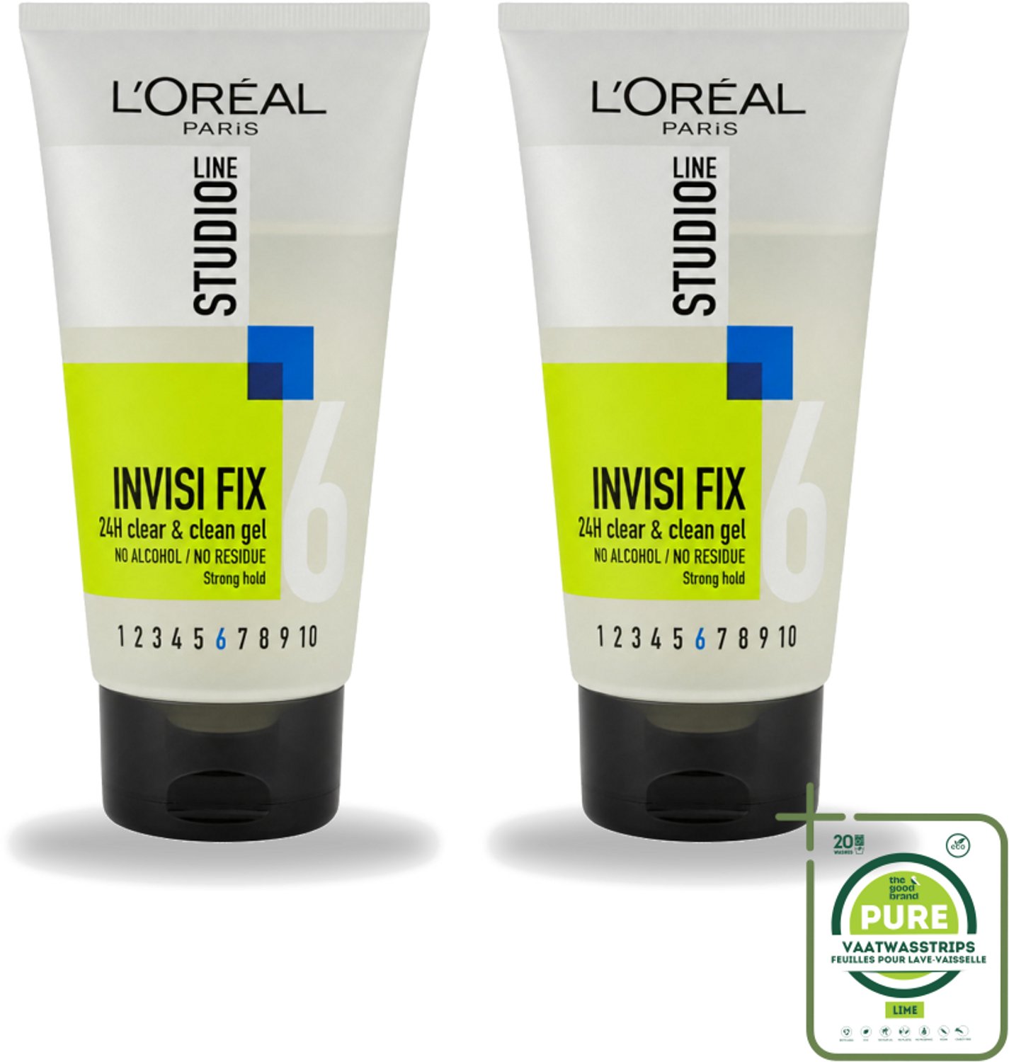 2 x L'Oréal Paris - Gel - Studio Line - Invisi Fix 24H Clear & Clean Gel - Strong - 150 ml - Grootverpakking - 24 Uur Fixatie - Natuurlijke Look - Haar Fixatie - Haar Verzorging - Haar Gel