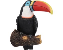 Syfunlv Tuinbeeld, toekan-decoratie, tuindecoratie, vogel van hars, 29 x 18,5 x 11 cm, weerbestendig, kunsthandwerk, dierenbeelden, hangende tuindecoratie, terrasdecoratie voor buiten, roze
