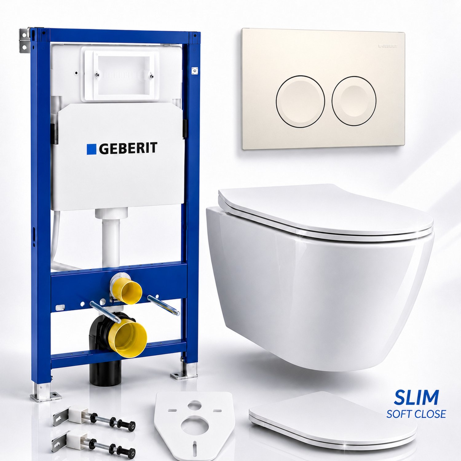 Badland toiletset - Geberit Duofix Basic Delta - ROLO wit - Delta25 rond wit - 115125115