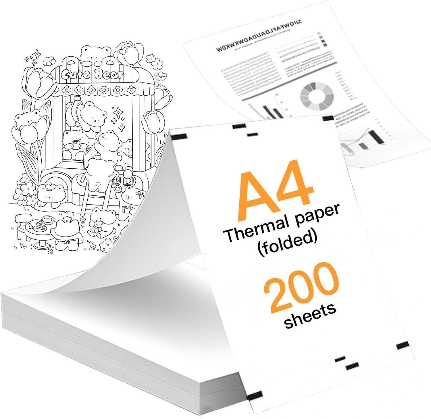 200 Vellen A4 Thermisch Papier 210 x 297mm - Vouwbaar, Sneldrogend en Geschikt voor Documenten, Foto's en Bestanden met A4 Thermische Printers