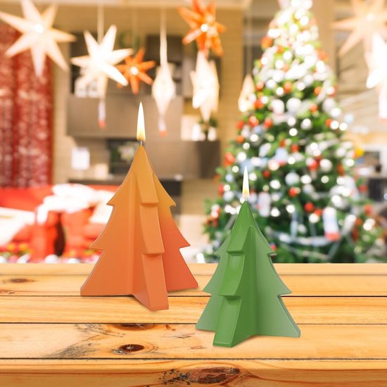 2 stuks kaarsvormen om te gieten, siliconen vorm dennenboom, kaarsvormen siliconen, gietvorm dennenboom, kaarsen zelf maken, siliconen vorm Kerstmis voor het maken van kaarsen, handgemaakte zeep — afbeelding 3