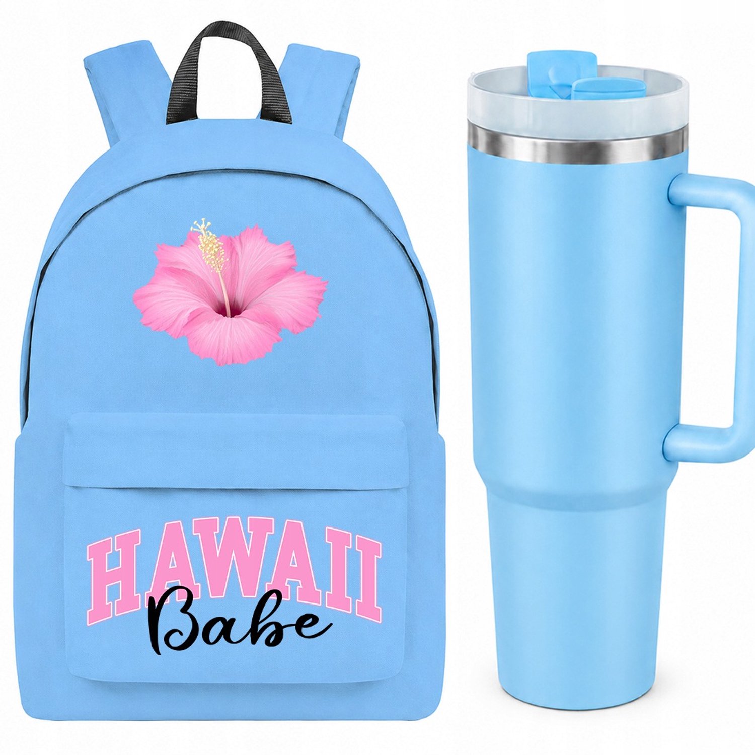 Praktische Blauwe Rugzak met Thermobeker 1.2L - Set