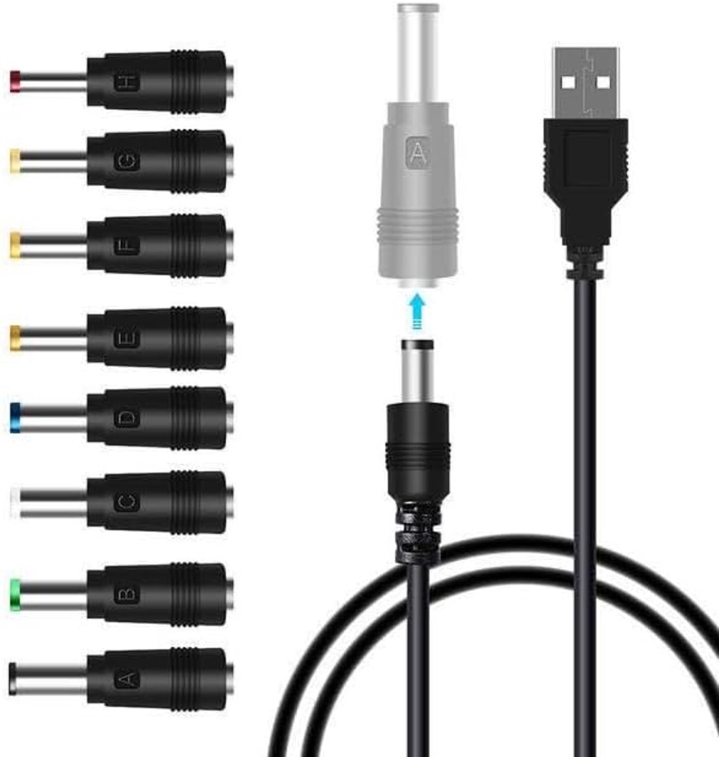 USB naar DC-stekkerkabel 13-in-1 - universele oplaadkabel - met 13 stekkers - ideaal voor routers en tv-boxen - ShopVlot