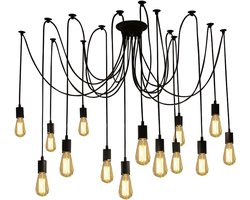 Fuloon Vintage Edison Meerdere Verstelbare DIY Plafond Spin Lamp Licht Hanger Verlichting Kroonluchter Moderne Chic Industriële Eetkamer met Romote Control (14 Kops Kabel 200cm/78,7 inch Elk)