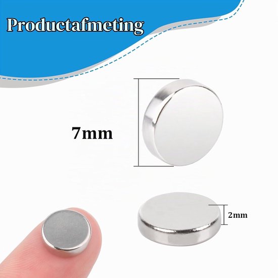 100 stuks magneten, kleine magneten, sterke neodymium-magneten, mini 7 x 2 mm, rond, voor prikbord, magneetbord, koelkast, whiteboard, handwerk, foto's, sterke magneten — afbeelding 2
