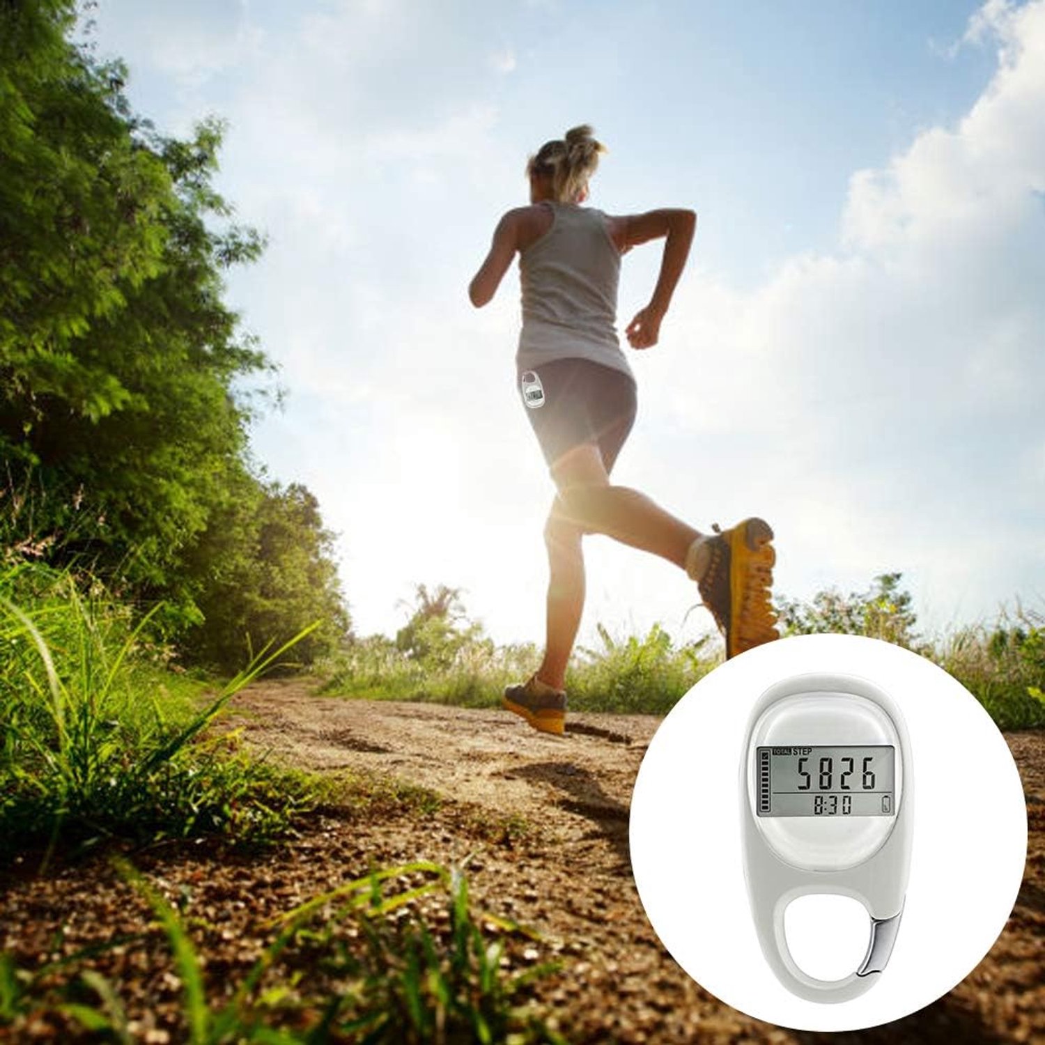 Chrees 3D-Stappenteller met Karabijnhaak, Stappenteller voor Wandelen en Hardlopen