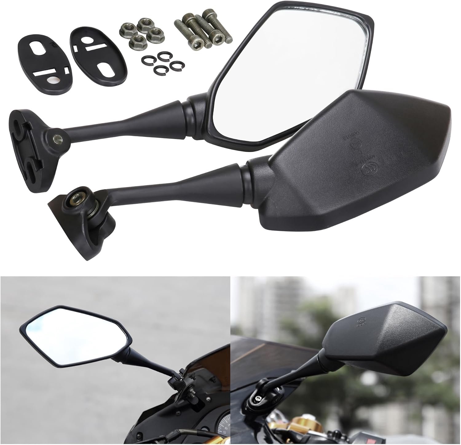 Motorfiets achteruitkijk spiegel zijspiegel Hawk-eye met 7/8 "stuurklem (E-Mark)