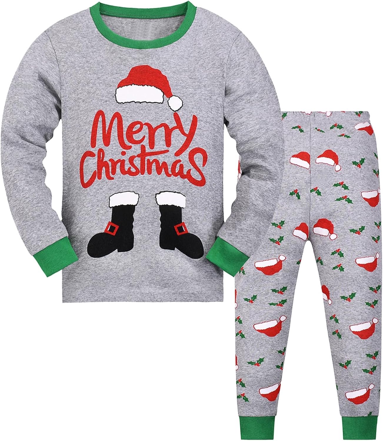 Kerst Pyjama Kinderen Katoenen Nachtkleding met Kerstprints voor Jongens en Meisjes van 2-12 Jaar
