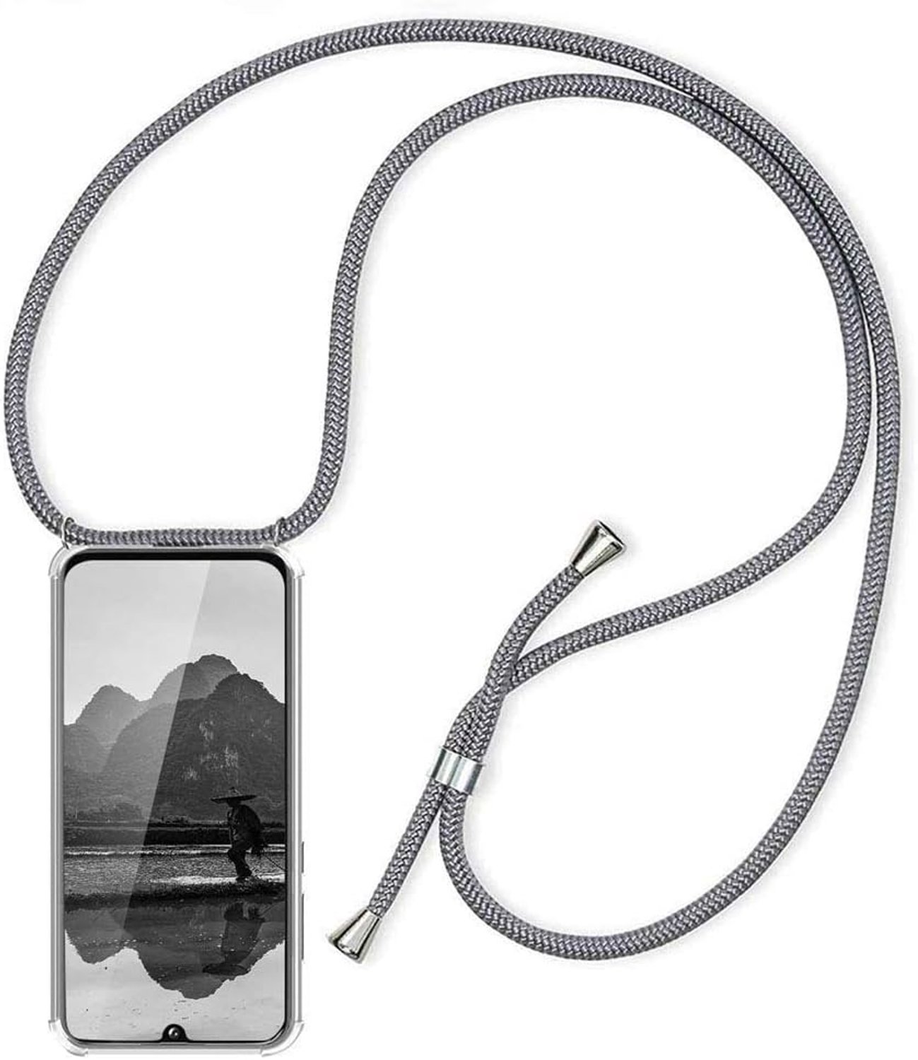Hoesje met Koord voor Samsung Galaxy A57 5G - Smartphone Telefoonhoesjes met Sleutelkoord - Telefoon Ketting Case - Schokbestendige TPU Cover Stijlvolle Snoer Hoes, Grijs