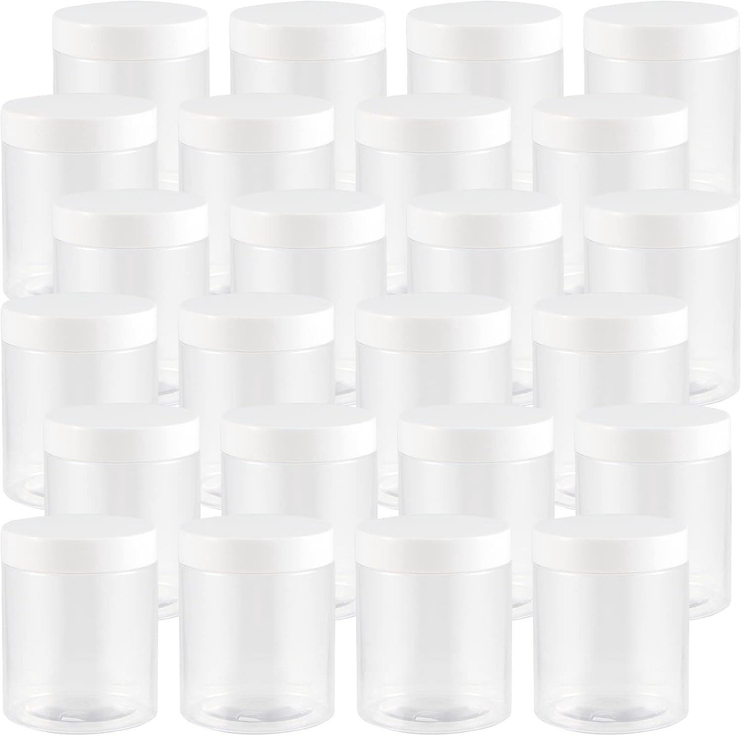 250ml Heldere Plastic Potjes met Deksel, 24 Stuks Lege Opslagpotten voor Specerijen, Knutselen en Cosmetica