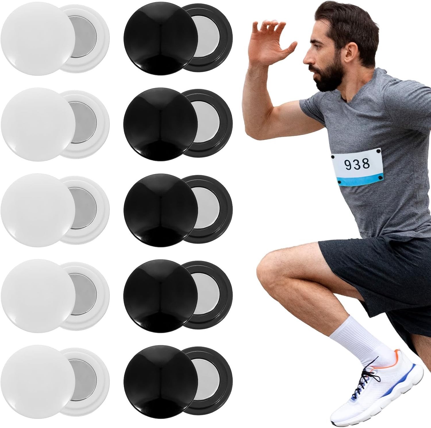 10 Pairs Magnetische Racing Bib Clips voor Marathon Startnummer Houder en Hardloopaccessoires, Ideaal voor Triathlon en Fietsen