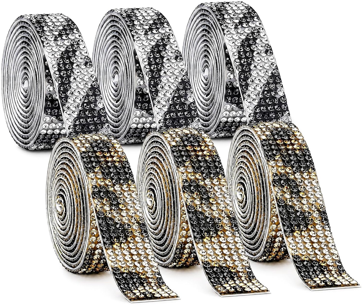 6 rollen 0,53 inch zelfklevend strass lint, kristallen bedazzling strass strips voor geschenkverpakking, diamant glitterlint voor doe-het-zelf handwerk, telefoon, bruiloft, woondecoratie