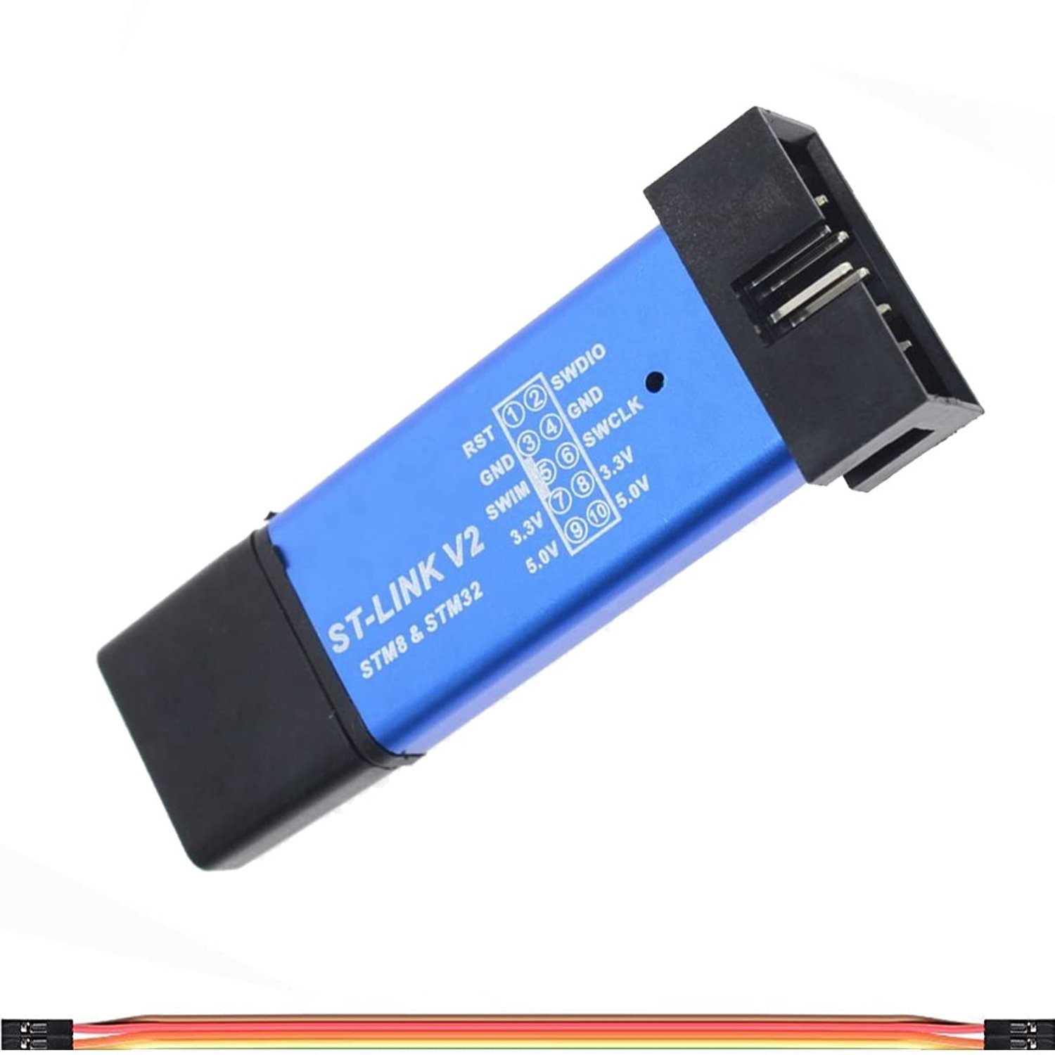 ST-LINK V2 Emulator Downloader - Aluminium behuizing - 3.3V/5V met DuPont kabel - Ideaal voor STM8/STM32 programmering - ShopVlot