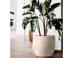 Plantenpot XL 44 cm - vezelcement terracotta - met patroon - perfect voor grote planten - ShopVlot