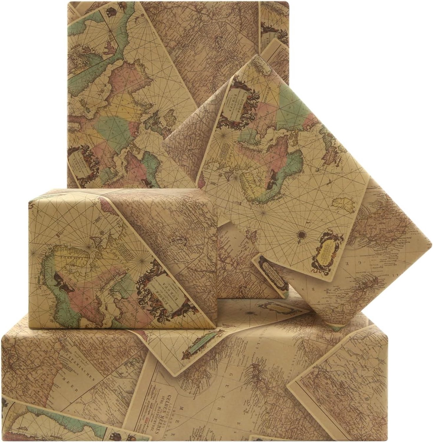 Vintage Wereldkaart Inpakpapier - Kraft - 50 x 70 cm - Uniek Antiek Design - Voor Verjaardag of Bruiloft