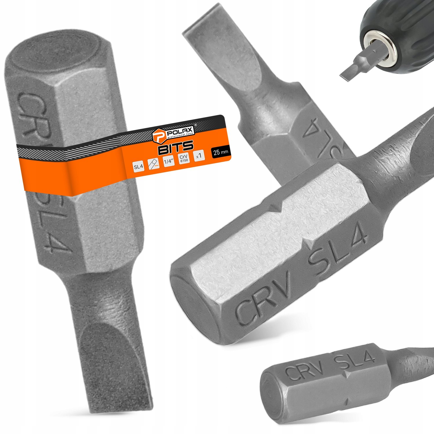 SL4 Bit 25mm 1/4" Plat | Sterk CrV Staal met Magneet