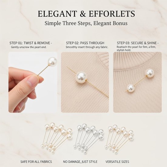10 stuks brochenaalden met kunstmatige parels dames broche naald dubbele parel broche veiligheidsspelden trui dames parelkraag-pinnen voor meisjes kleding decoratie — afbeelding 4