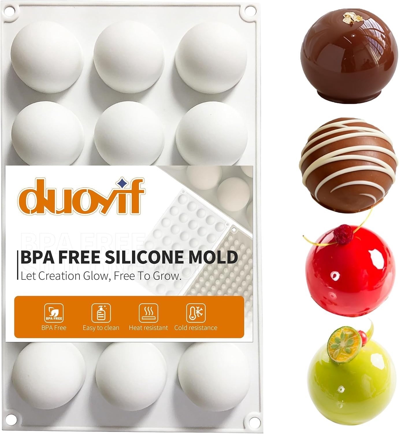 Siliconen Chocolade Mallen voor Dome Mousse Cake en IJsbolletjes - Ø 42mm met 15 Holes voor Bakken en Desserts