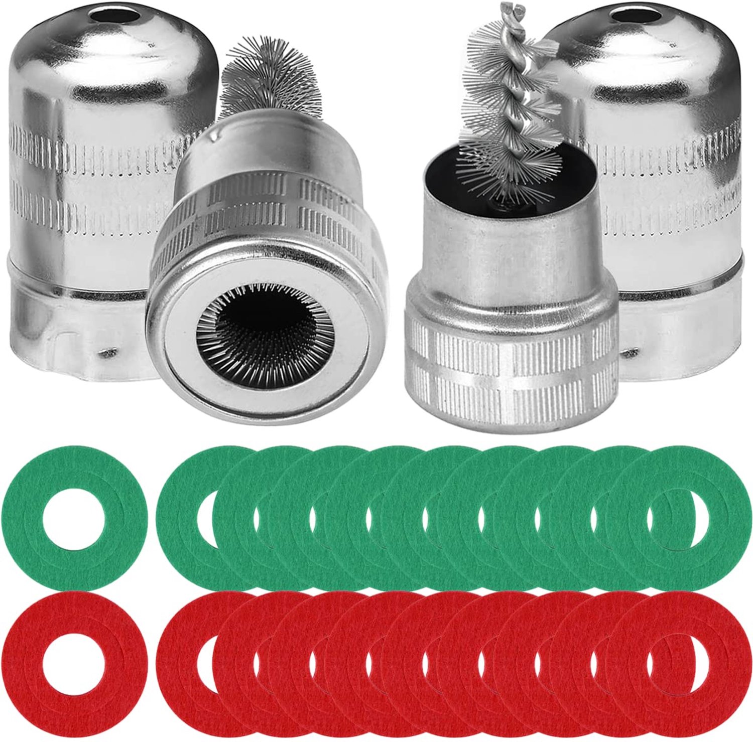 HAAMNING7 Battery Terminal Clean Brush Cleaner 2PCS, Anti-Corrosion Fiber Washer 12PCS, Metal Battery Terminal Cleaning Brush voor Car Boat