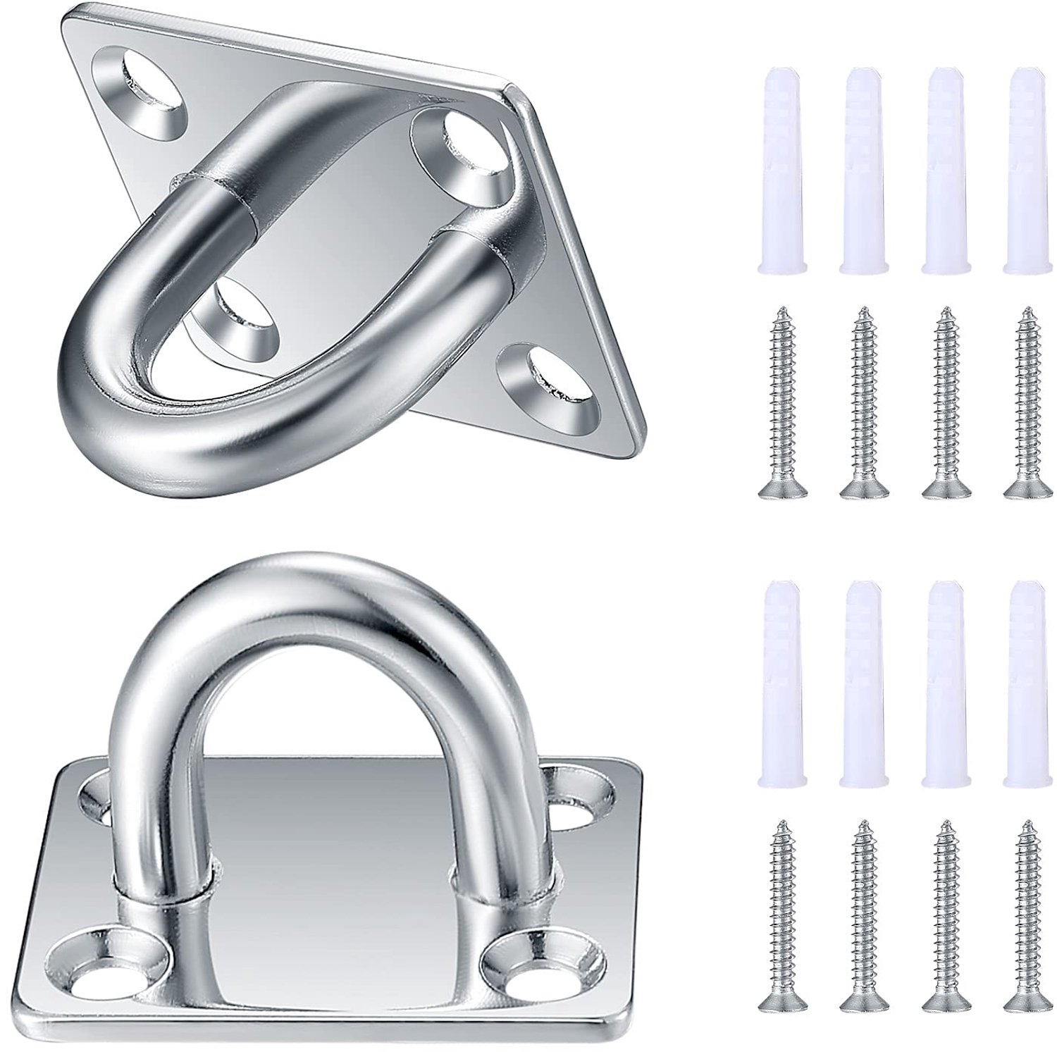 2 stuks M8 vierkante pad oogplaat, roestvrij stalen plafondhaken, metalen ophanging U haken, Marine Hardware niethaak - ShopVlot
