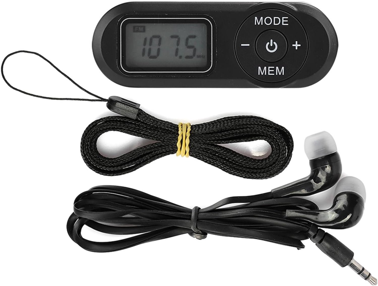 Draagbare radio, 1,1 inch LCD digitale FM-radio Zwarte zakken Muziekspeler Persoonlijke conferentie-ontvanger met oortelefoon voor wandelen, joggen, sporten, werkt op