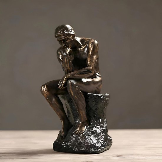 Syfunlv Denker Standbeeld, zandsteen, lezen, denker, beeldje, 26 cm, gepersonaliseerde abstracte ornamenten, moderne figuren, esthetische sculptuur, voor kantoor, woonkamer, bureau, kamerdecoratie — afbeelding 2