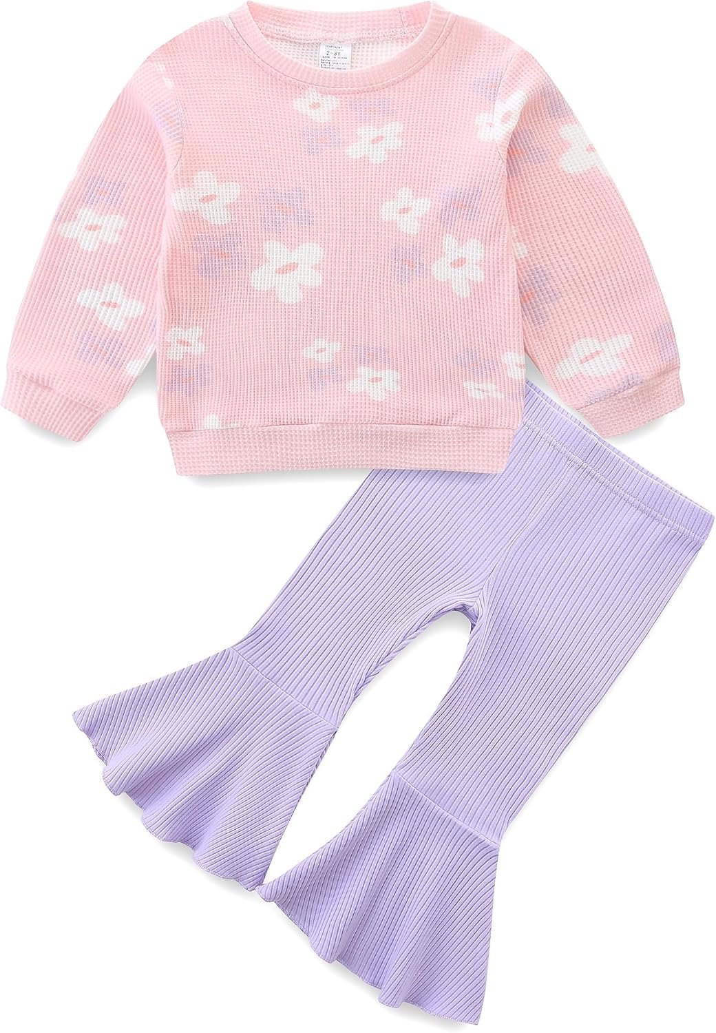 Meisjeskledingset, babymeisjes, kleding voor kleine kinderen, outfits lange mouwen T-shirt + broek, tweedelige babykleding, outfit, set kinderen T-shirt met broek, set voor 6-12 maanden, 1