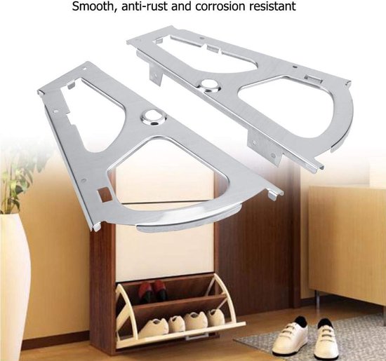 2 stuks scharnieren voor schoenen van roestvrij staal, schoenenstandaard, opbergschoenen, ladescharnieren, reserveonderdelen, turing-frame (1 laag). — afbeelding 4