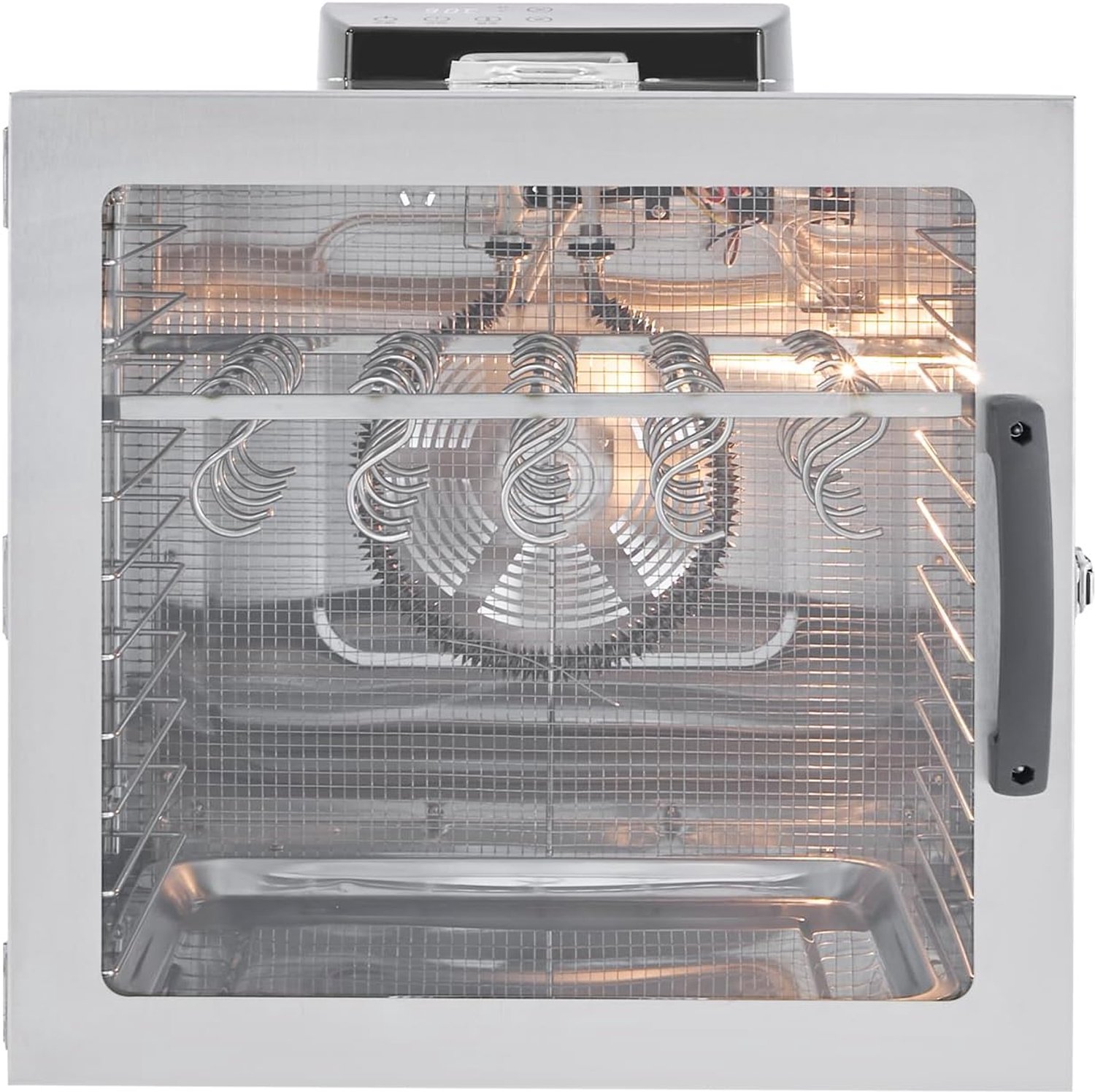 Drogeerkast van roestvrij staal, 1000W 1800rpm Dry Aged rijpingskast, 42,5L droogkast 30-90°C temperatuurbereik voedseldehydrator met 20 haken 24U timer voor vlees en worst, vis en beef jerky