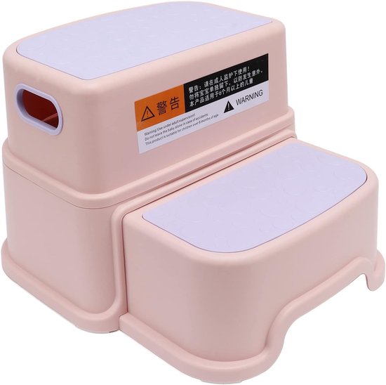 3 stuks kindervoetenbank stabiele skidproof bodem gladdere randen kinderkamer opstapje voor badkamers toiletten keukens wit plastic 13x9,1 inch elk (Roze) — afbeelding 4