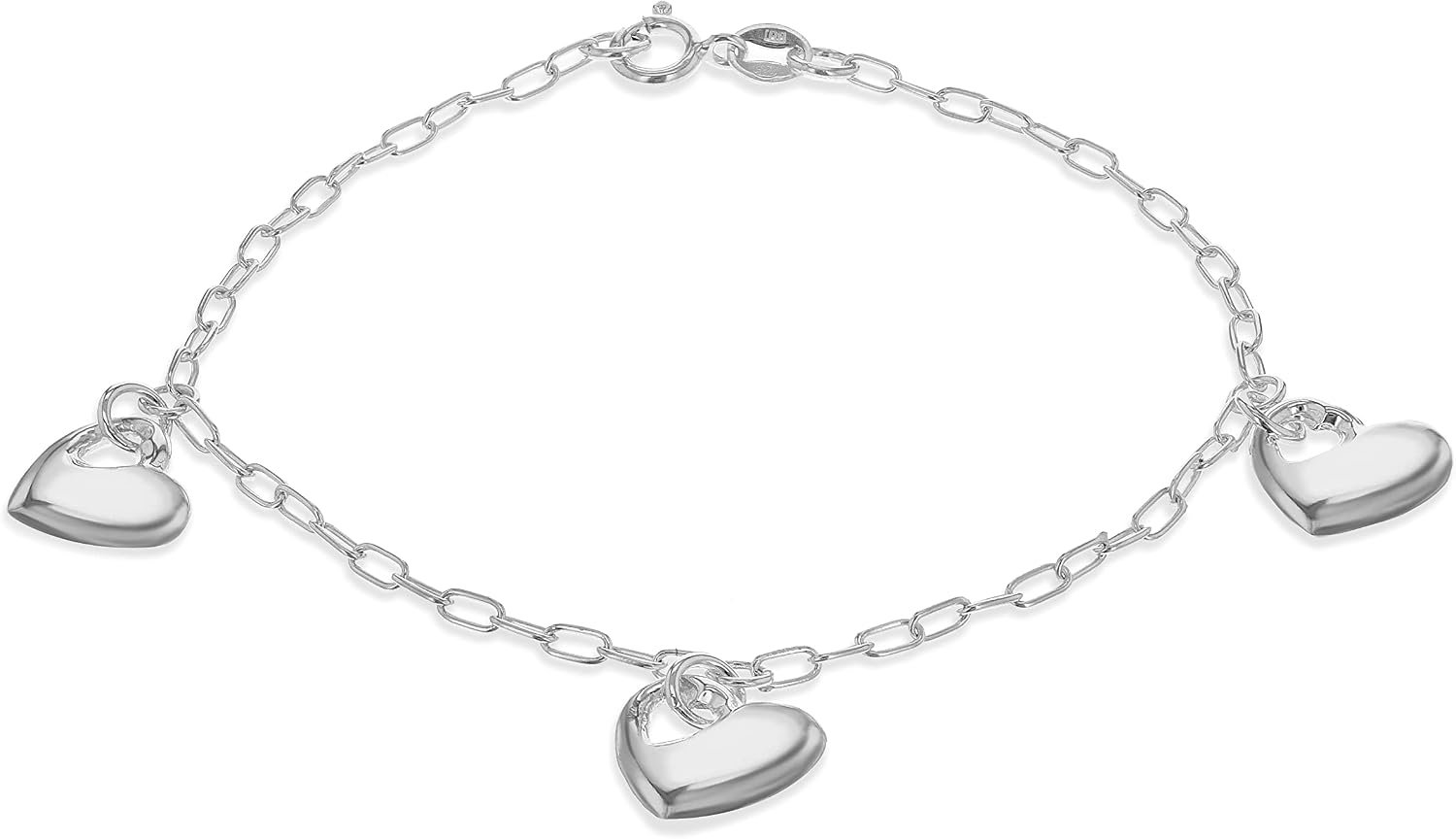 Tuscany Silver armband sterling zilver 3 opgeblazen harten 19 cm - 7,5 inch Voor Dames