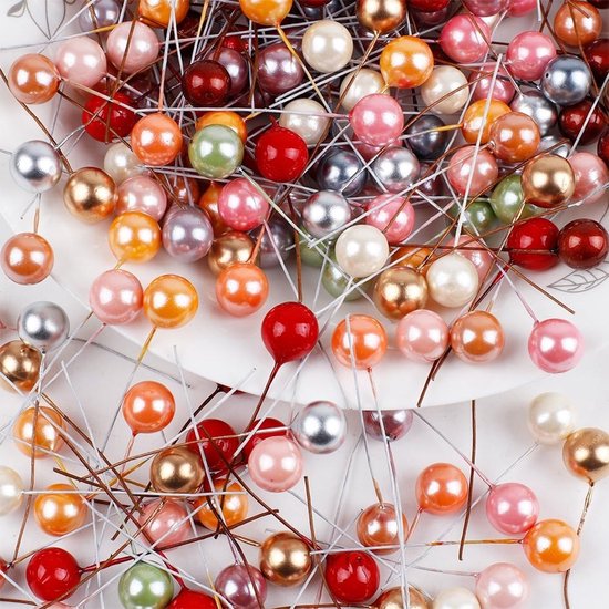 20 stuks kunstkerstbessen met steel, 12 mm, mini-knutselbessen van schuim en draad, kunstkralen, voor doe-het-zelf decoratie, krans, kerstboom, bloemstukken, zilver — afbeelding 4
