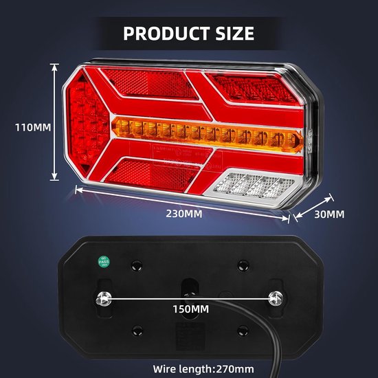 2 Stuks Aanhanger Achterlichten, IP65 12 V/24 V Superhelder Waterdicht Knipperlicht Remlicht Achteruitrijlicht Mistlamp Reflectielamp voor Aanhanger, Vrachtwagen, Caravan, Bus, Tractor — afbeelding 3