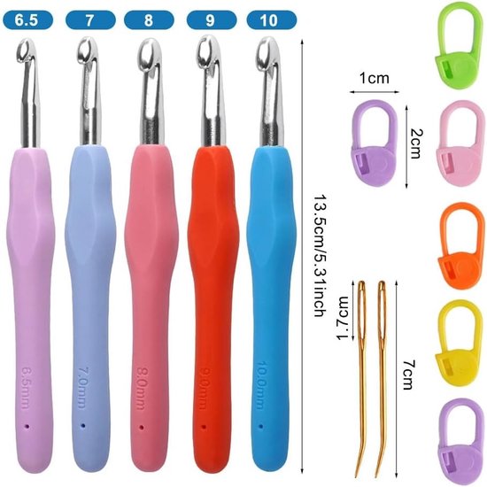 Ergonomische Haaknaalden Set met 5 Verschillende Maten voor Comfortabel Haken en Breien — afbeelding 5