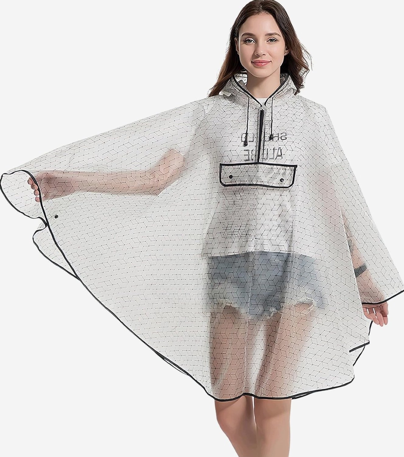 Merkloos Unisex Regenponcho 98cm Wit Waterdicht voor Camping & Outdoor