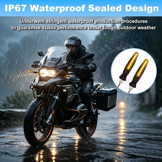 4 stuks led-knipperlichten voor motorfiets, goedgekeurd, 12 V, flowing modus, knipperlichten, knipperlichten voor motorfiets, universele richtingaanwijzer voor motorfiets, scooter, quad, cruiser — afbeelding 4