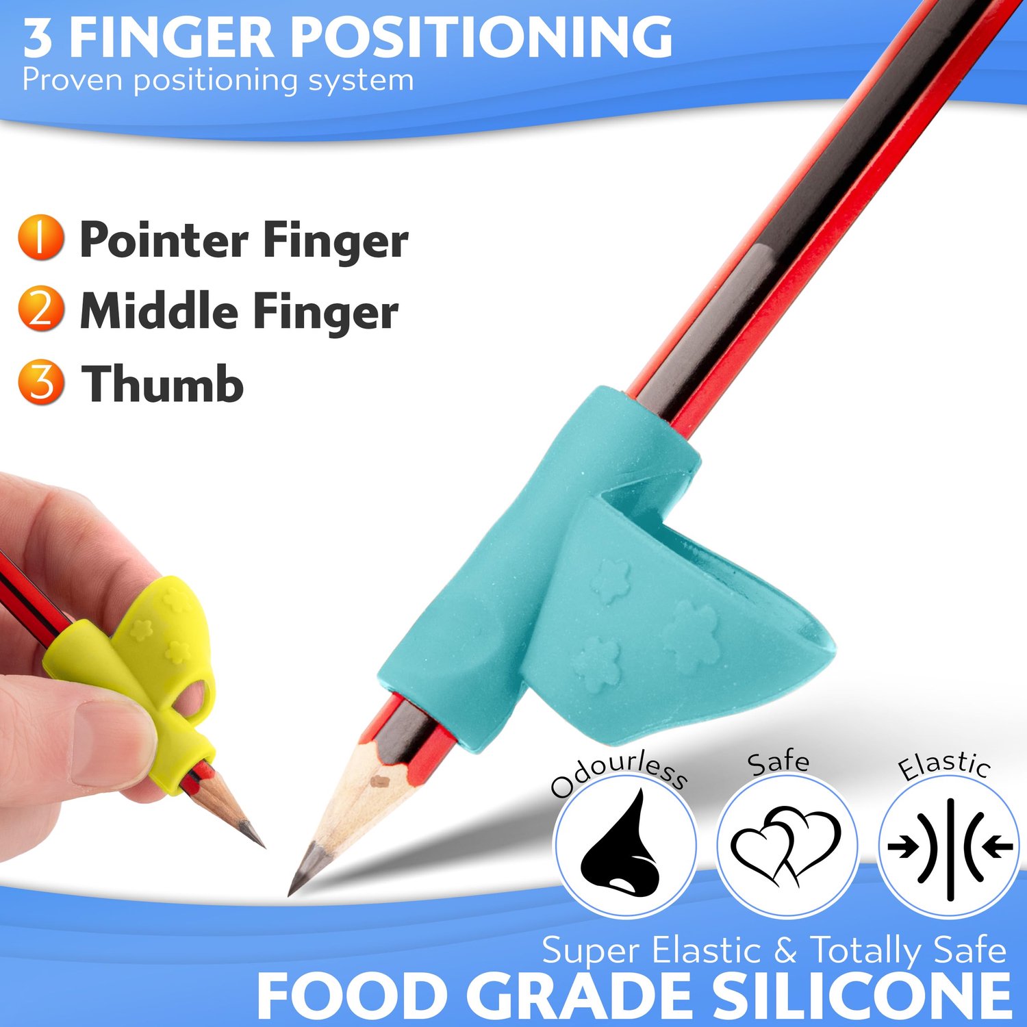 Stylo 3 Stuks Potloodgrepen Voor Kinderen, Handschrift Pennenhouders Voor Thuis, School en Kleuterschool, Schrijfgereedschap, Verschillende Penhandgre
