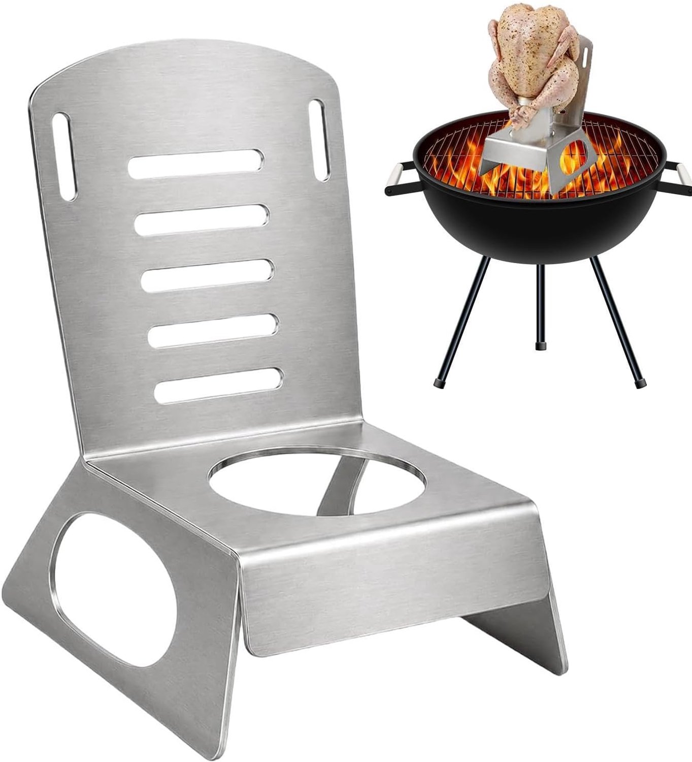 Kippenstandaard om te grillen - Rechtopstaande roosteren roestvrijstalen