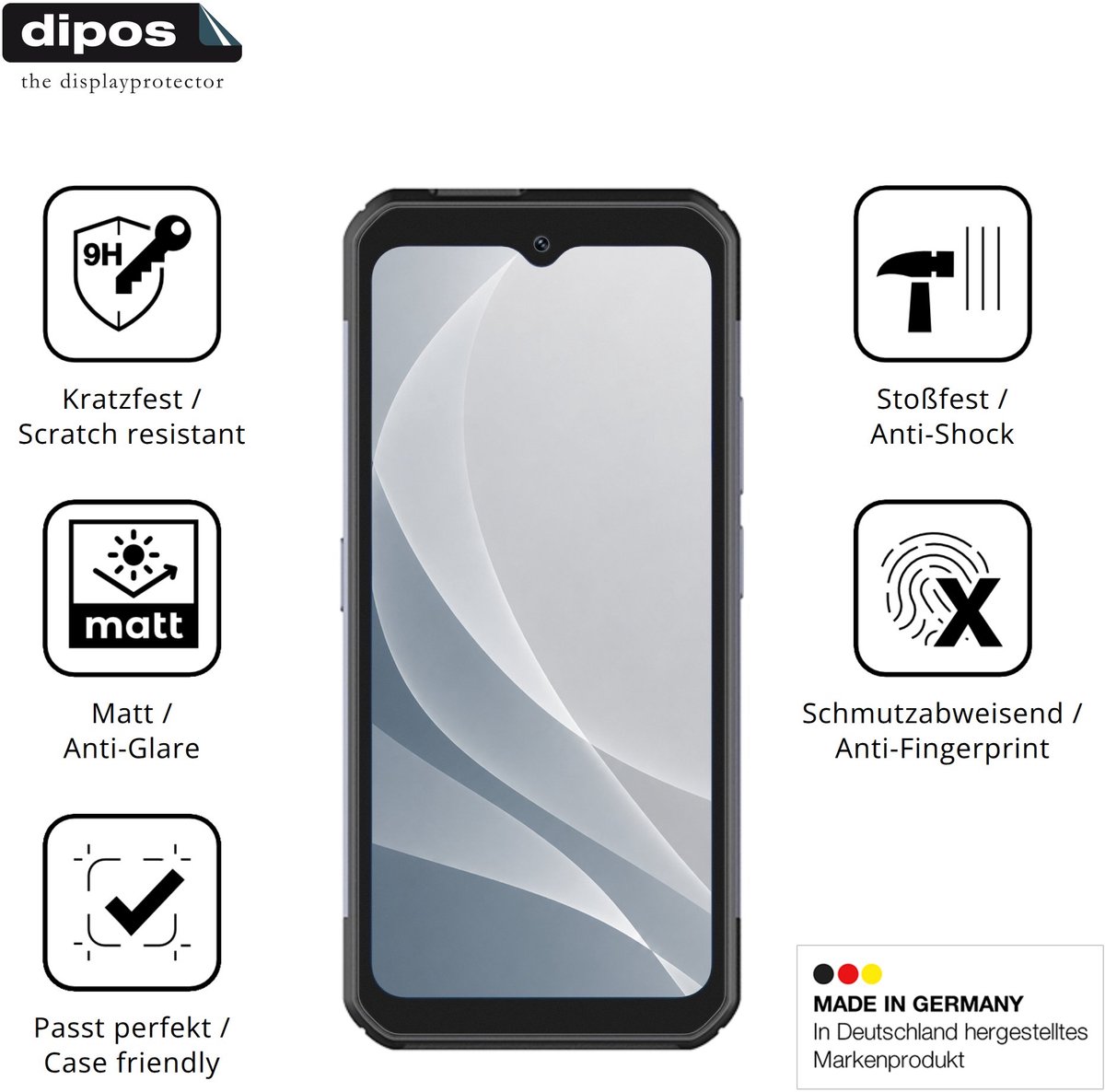 dipos – 2x Matte Pantserfolie geschikt voor PAX A6630 | 9H Screenprotector