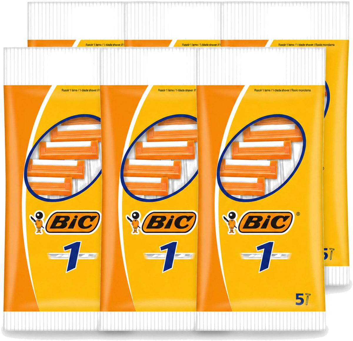 6 x Bic - Scheermesjes - Enkel Mesje - Wegwerpmesjes - 5 Scheermesjes - Voordeelverpakking - 6 stuks