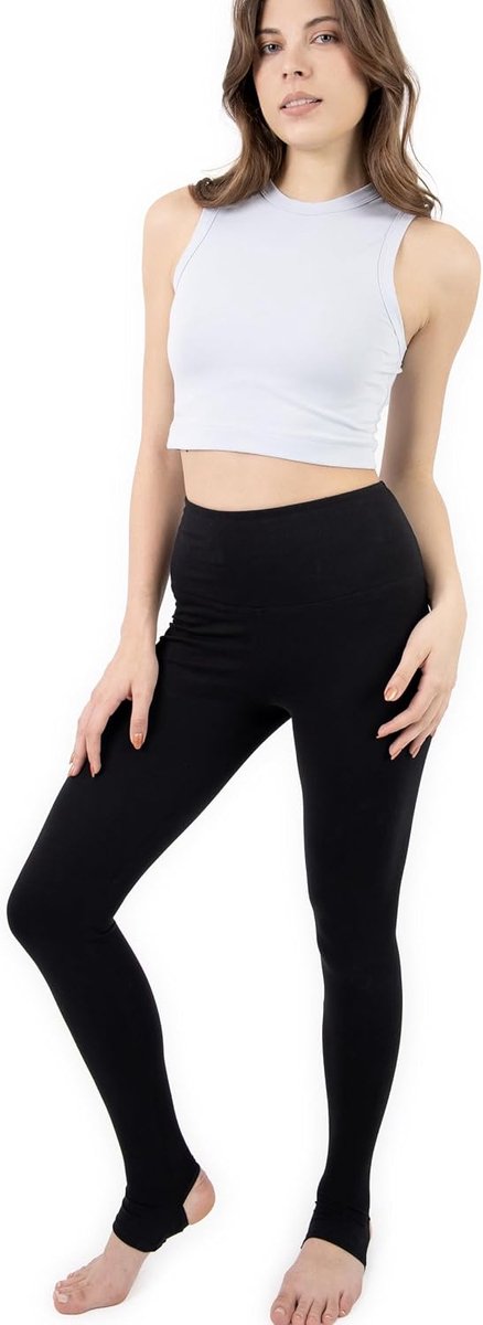 Korte dameslegging van katoen, hoge taille, sportlegging