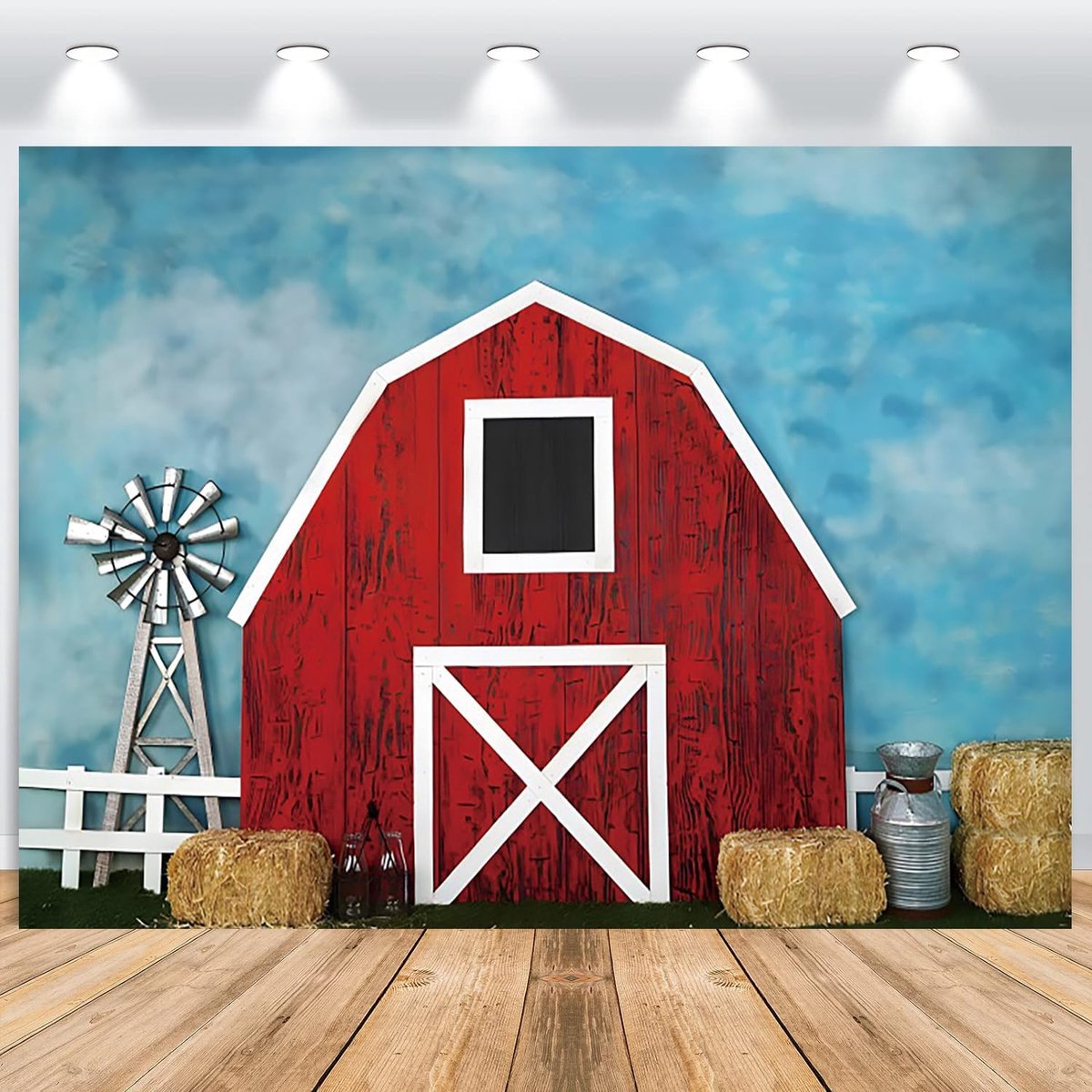 rode schuur achtergrond 2,5 x 1,8 m, vinyl fotobox achtergrond voor verjaardag, babyshower, feestdecoratie