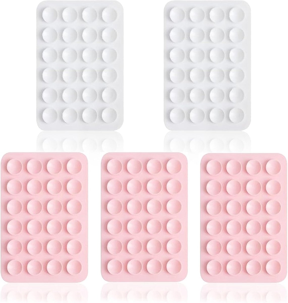 5 stuks siliconen zuignap, siliconen zuignap, voor alle mobiele telefoonmodellen, anti-slip telefoonhouder voor selfies en video's (2wit, 3 lichtroze)