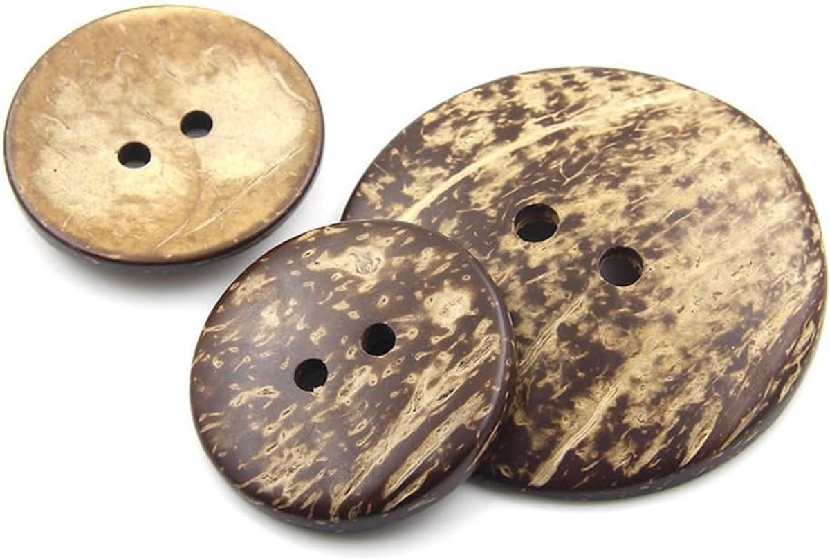 Knopen, 2 gaten, ronde knopen, knutselknopen om te naaien, naaiknopen voor kleding, breien, jasknopen voor handwerk, overhemden en doe-het-zelf decoratie, bruin, 11 mm