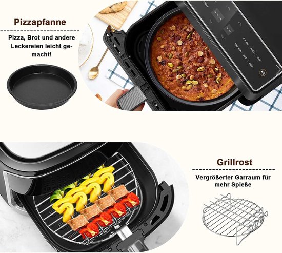 Accessoires 21CM - Airfryer accessoires Compatibel voor Philips 2000 Serie 6,2L (NA230/00), COSORI 5,5L 4,7L, Cecotec 6L, 4-delig: herbruikbare siliconenvorm, grillrooster, pizzapan — afbeelding 3