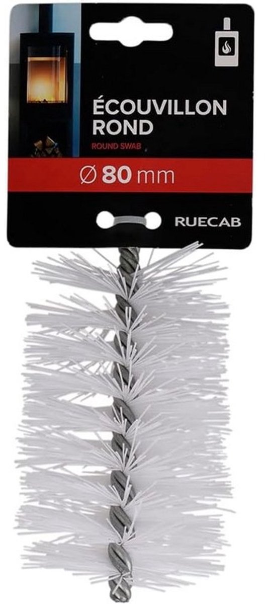 Schoorsteenborstel Ø 80 mm voor pelletkachel - Nylon Egel met M12 binnendraad, 200 mm lengte