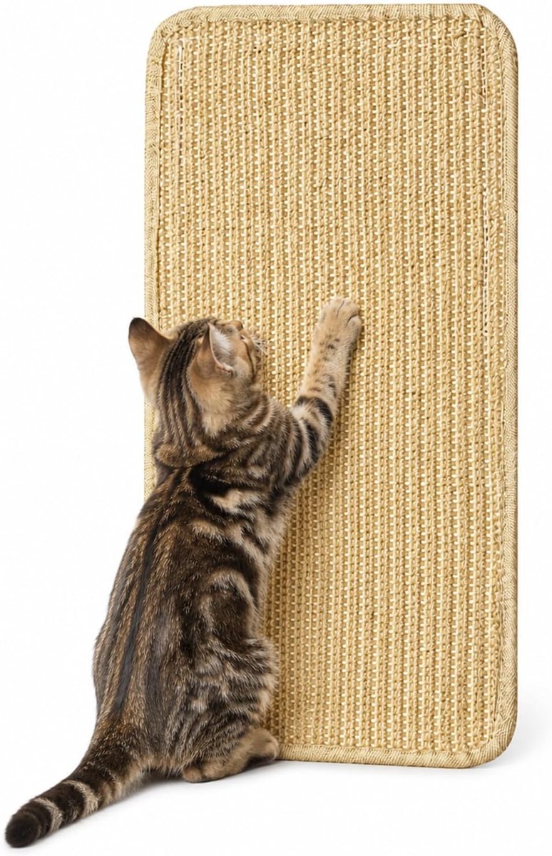 Krabpaal voor katten, krabmat voor katten, materiaal van sisal, 25 x 50 cm, krabpaal voor katten, bank, muur, zelfklevend, voor het krassen van de vloer van de muur, meubels
