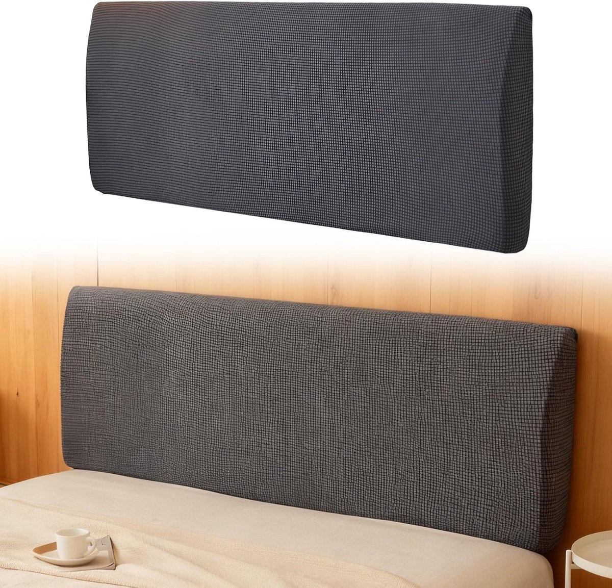 200 cm, overtrek voor afneembaar hoofdeinde, hoogte 50-70 cm, zacht, stofdicht, bedhoofdeinde met boxspringbed voor slaapkamer (zilvergrijs)