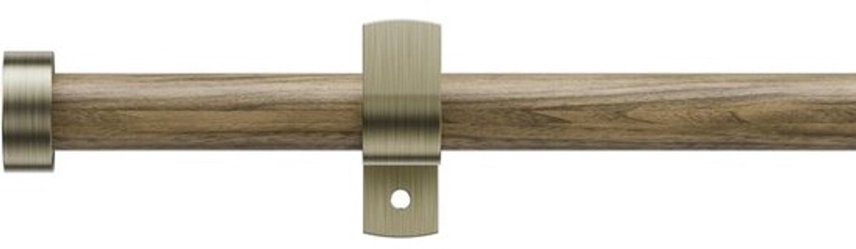 Uitschuifbare Gordijnroede 76-135cm met Decoratieve Eindkappen - Houtstructuur, Incl. Montage