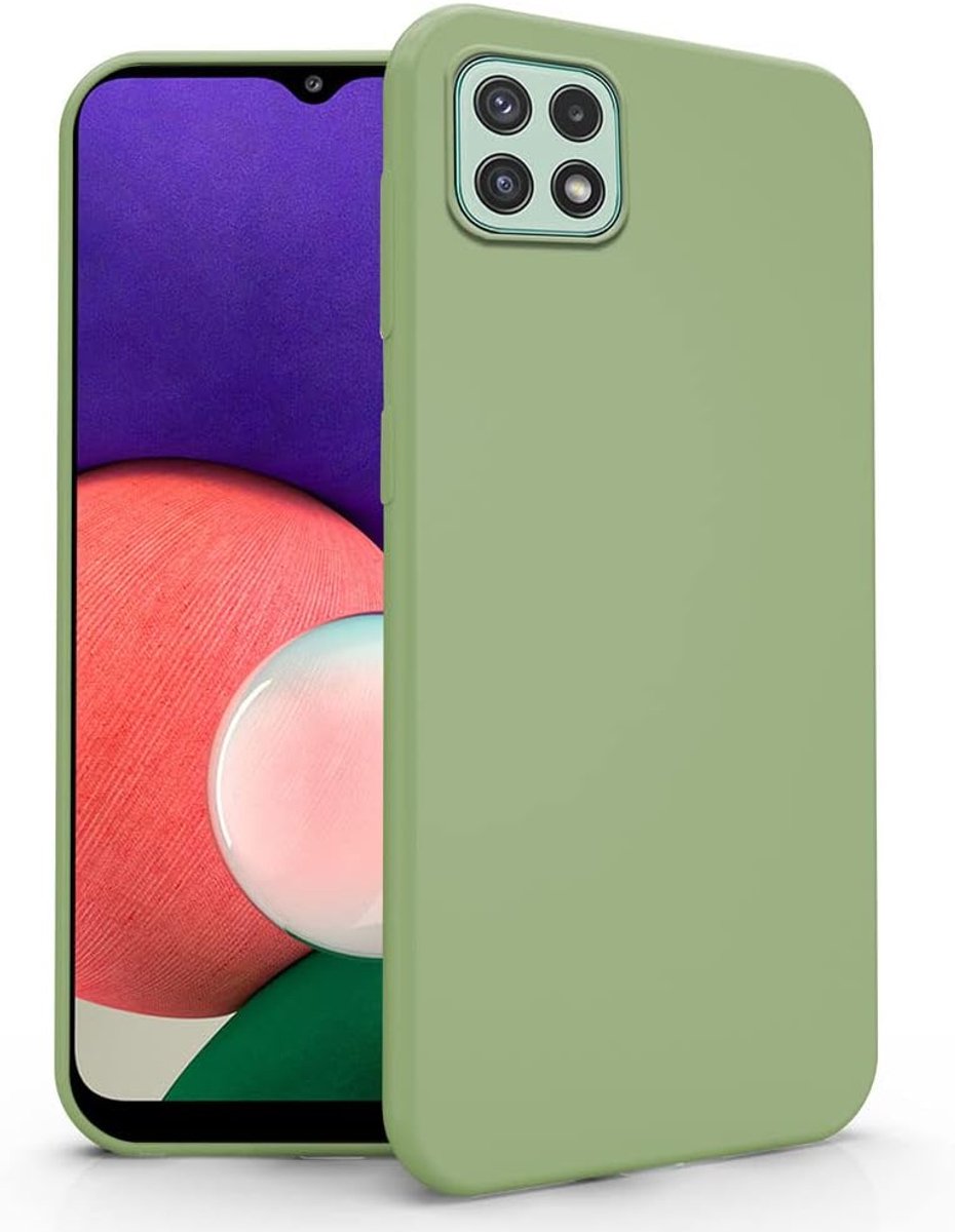 NEWTOP Beschermhoes compatibel met Samsung Galaxy A22 5G, TPU Soft Gel siliconen gel, ultradun, flexibel, beschermhoes op de achterkant (legergroen)
